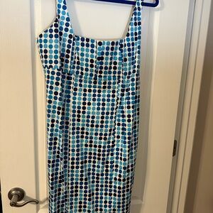 Calvin Klein Blue and White Polka Dot Midi Dress